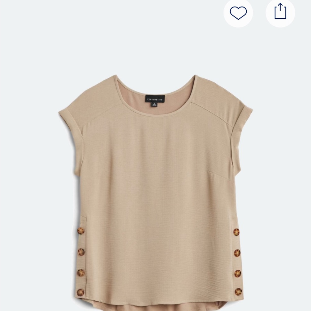 Women's Beige Top with Button Accents